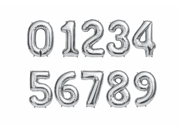 baloane cifre argintii  assorti M32 buc.00009