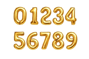 baloane cifre aurii  assorti M32 buc.00009