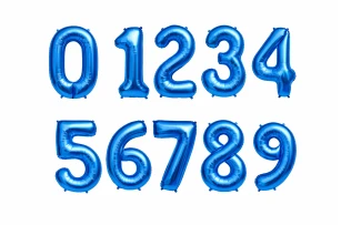 baloane cifre albastru  assorti M32 buc.00009