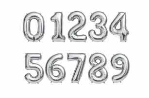 baloane cifre argintii  assorti M32 buc.00009